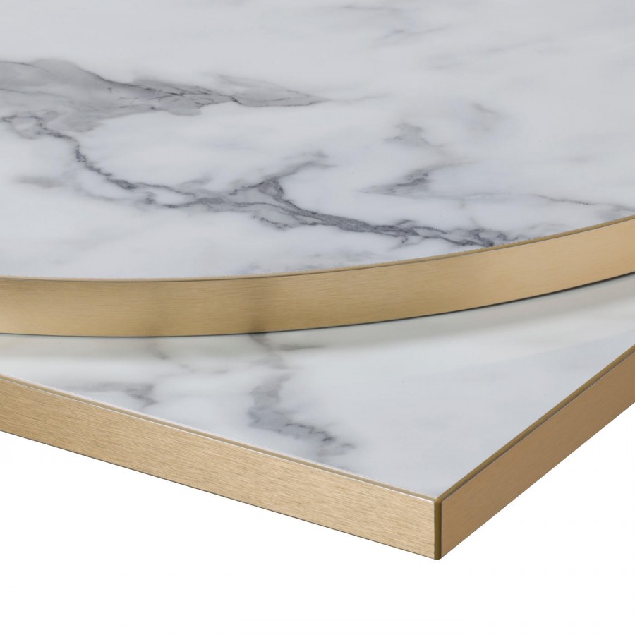 High Gloss Table Top with Metallic Gold Edging 