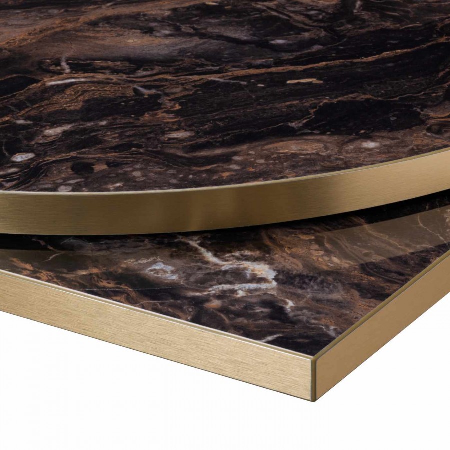 High Gloss Table Top with Metallic Gold Edging 