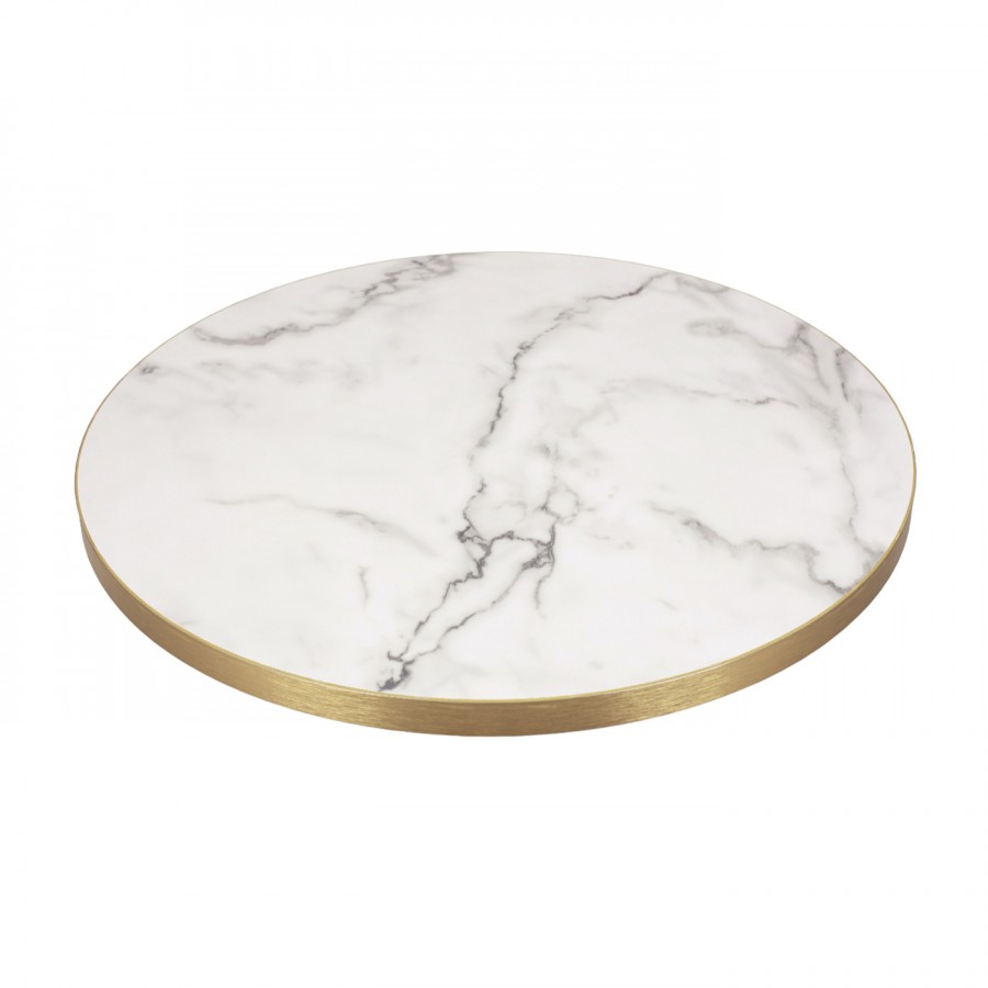 Tuff Top Premium – High Gloss Round Table Top with metallic gold edging