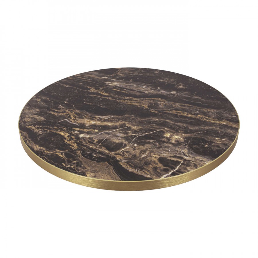 Tuff Top Premium – High Gloss Round Table Top with metallic gold edging