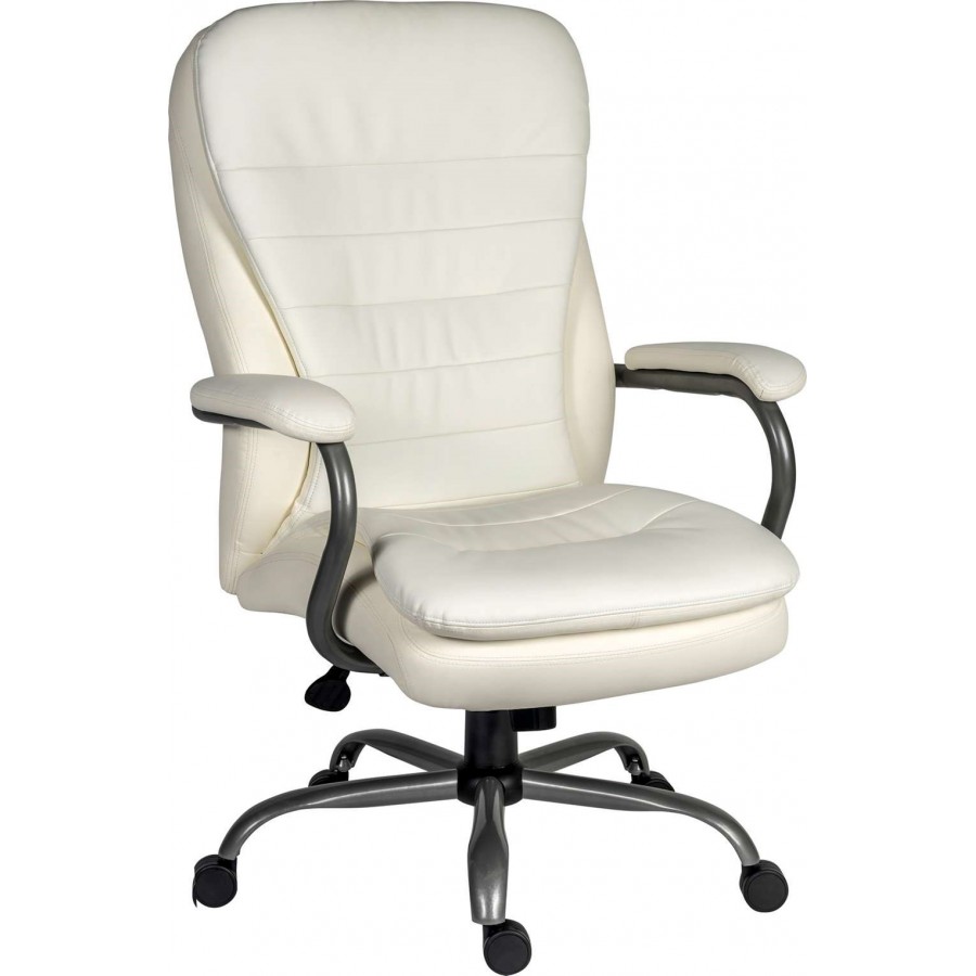 Goole White Leather Heavy Duty 27 Stone Office Chair