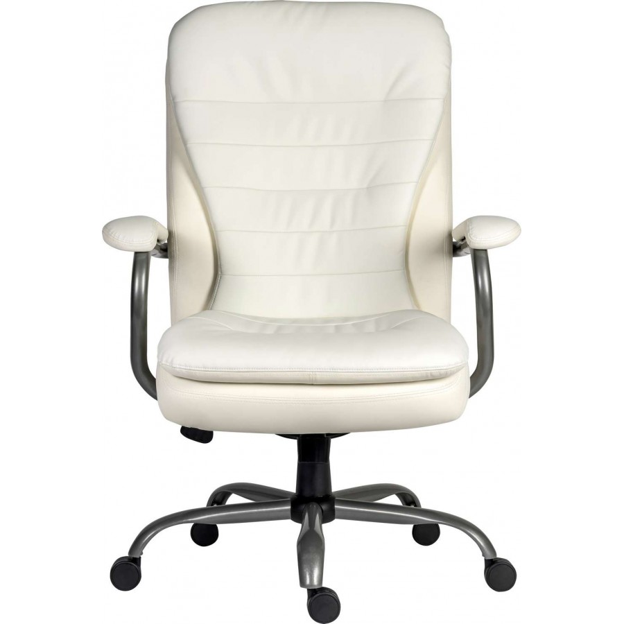 Goole White Leather Heavy Duty 27 Stone Office Chair