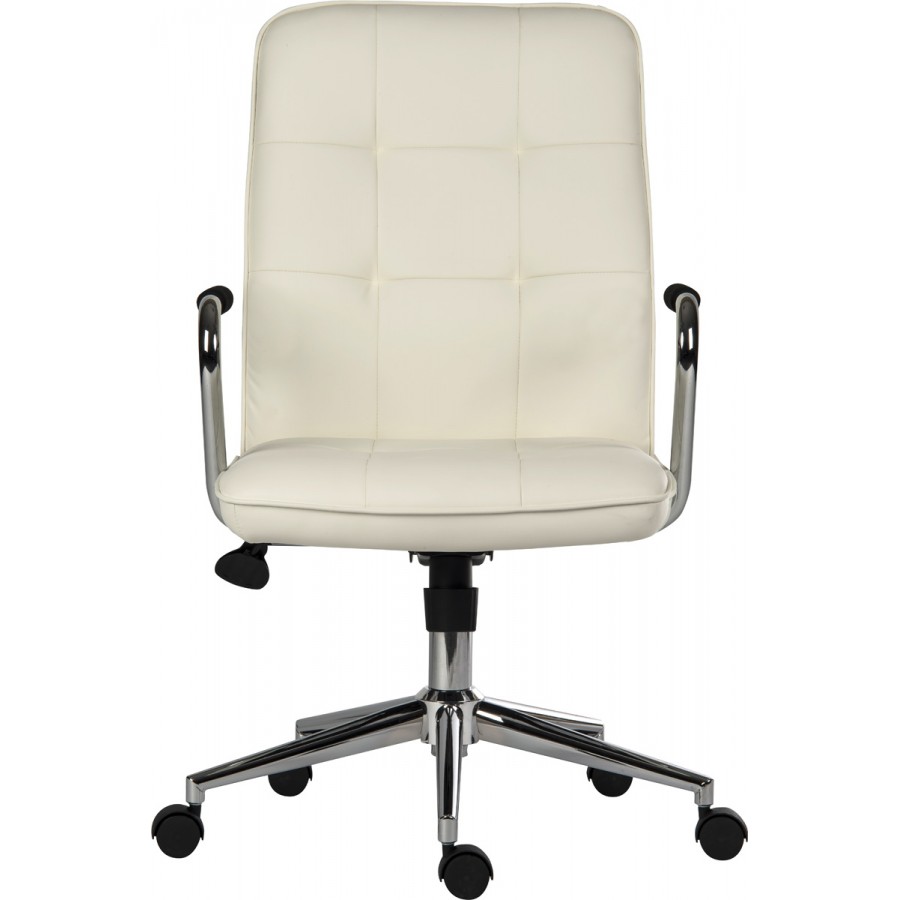 Piano Executive White Leather Office Chair
