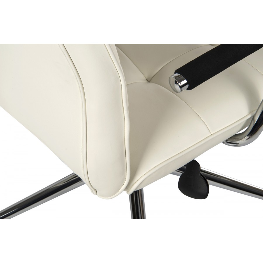 Piano Executive White Leather Office Chair