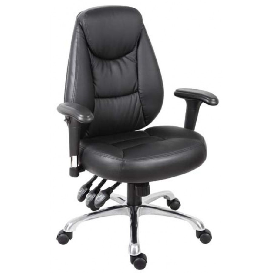 Portland Luxury Leather Black Operator Chair