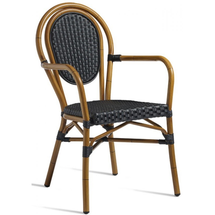 Time Outdoor Black Weave Cane Effect Frame Chair