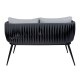 Mozzini Belt - 2 Seater Sofa - Matt Black Frame / Anthracite Rope Weave / Light Grey Cushions