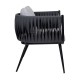 Mozzini Belt - 1 Seater Armchair - Matt Black Frame / Anthracite Rope Weave / Light Grey Cushions