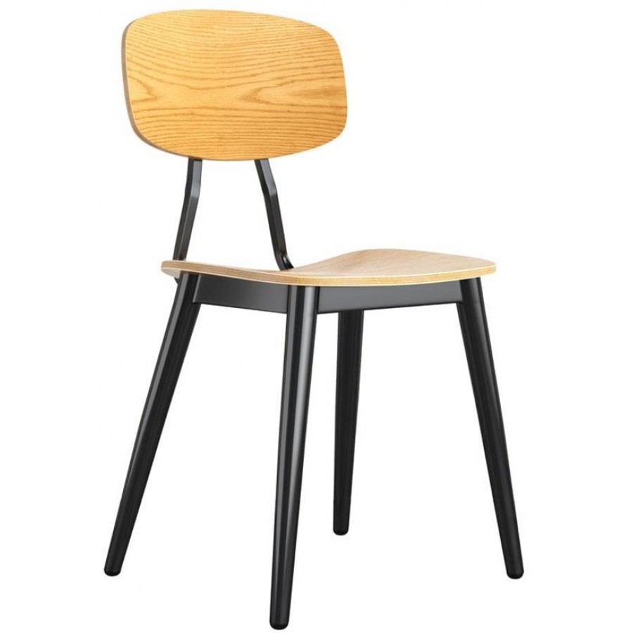 Juna Oak Wood and Steel Side Chair