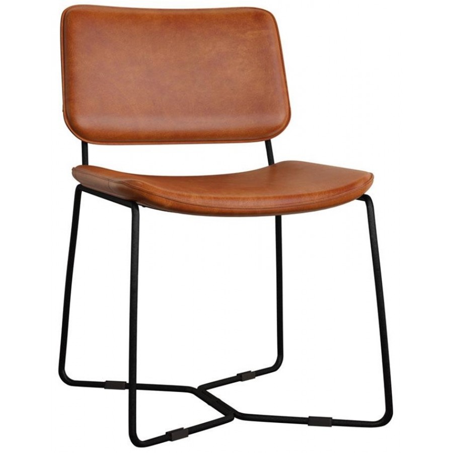 Pearl Bruciato Leather Side Chair