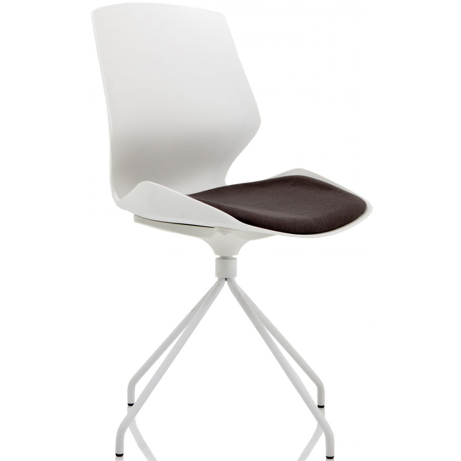 Florence Spindle White Frame Grey Fabric Visitor Chair