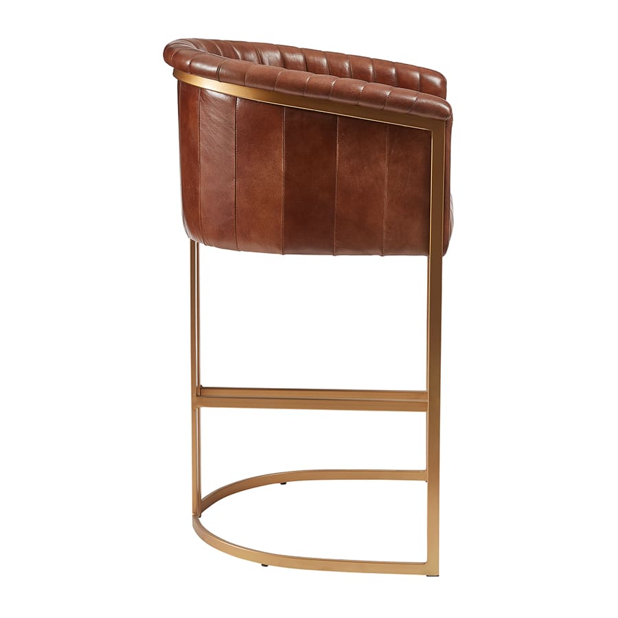 Nolan Pecan Brown Leather Bar Stool