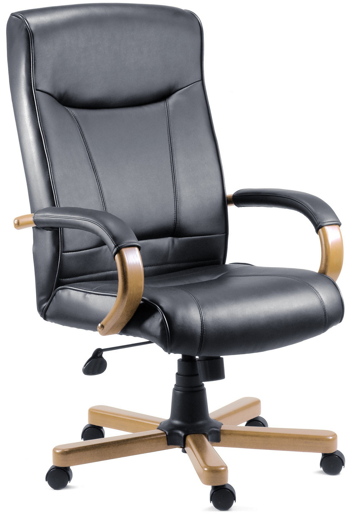 Kingston Light Wood Executive Armchair, Wood Leather Office Chair Uk